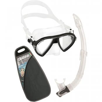 Cressi Ocean VIP Conjunto Combo de Snorkel, Unisex Adulto, Transparent/Negro, Talla Única
