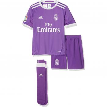 adidas Real Madrid CF 2016/17 A Smu Mini - Mini conjunto jugador para niños de 9-10 años, color violeta / blanco