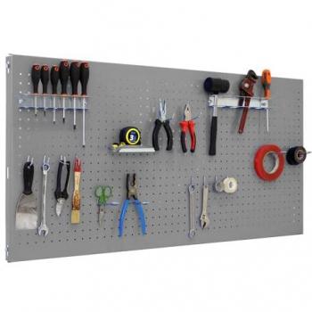 Panel Herramientas Pared Simon Rack 900x400 mm Gris con 14 Ganchos y 3 Soportes