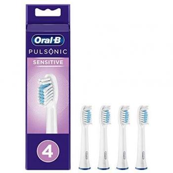 Oral-B Pulsonic Sensitive - Recambios de Cepillo de Dientes Sónico, Pack de 4 Unidades, Blanco