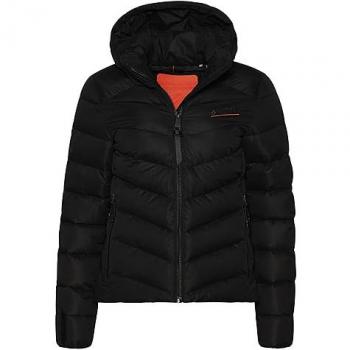 Chaqueta Acolchada de Microfibra con Capucha para Mujer - Negro, Sostenible y Casual