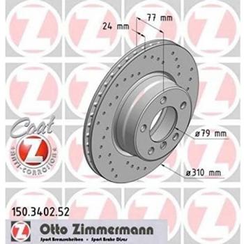 Zimmermann 150,3402.52 Freno de Disco Delantero, Perforado, Sport Coat Z