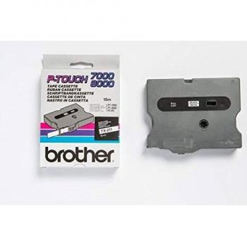 Brother TX211 Cinta Laminada Original de Etiquetas - Texto Negro sobre Fondo Blanco - Ancho 6mm x 15 metros