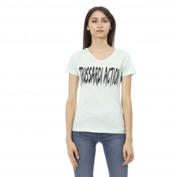Trussardi Action Light Blue Cotton V-Neck T-Shirt - S