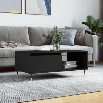 Mesa de centro vidaXL madera contrachapada 90x50x36,5 cm en color blanco y negro, diseño brillante, ideal para salón o comedor, multifuncional como mesita auxiliar o mesa de café