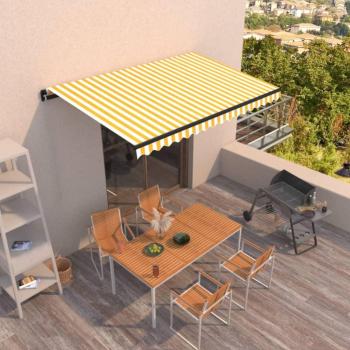 Toldo retráctil manual 400x350 cm amarillo y blanco