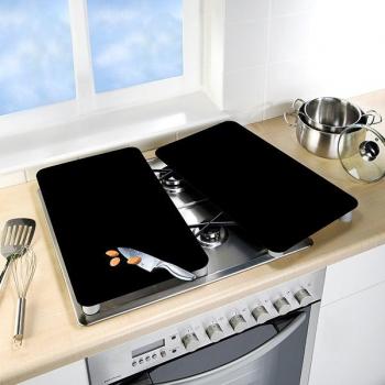 Set de 2 cubiertas para cocina de vidrio templado negro 30 x 52 cm WENKO