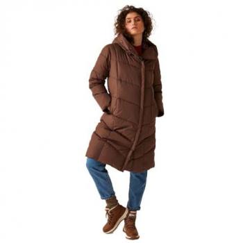 Regatta Women's Dark Brown Water-Repellent Quilted Parka Jacket - Regular Fit Size 10