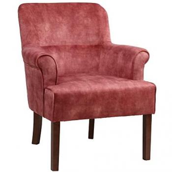 Sillón Tejido Sintético Madera Rojo Oscuro 77 x 64 x 88 cm y Sillón Tapizado de Terciopelo con Brazos y Madera 75 x 76 x 82 cm