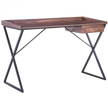 Escritorio Noxon de MDF Madera Oscura Negro con Estructura de Metal, dimensiones 120 x 54 cm, incluye cajón de almacenaje para oficina en casa