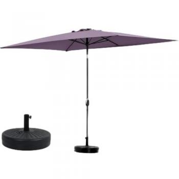 Sombrilla de jardín rectangular 'Sol 2' - 2 x 3 m - Púrpura con placas de pesas incluidas
