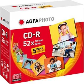 Paquete de 5 CD-R AgfaPhoto 700MB 52x en Jewel Case