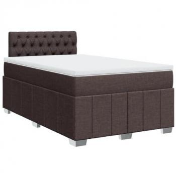 Cama box spring con colchón de tela marrón oscuro 120x190 cm