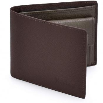 Newhey Cartera Hombre Cuero Billetera RFID Bloqueo Monedero Tarjetas Crédito Moda con Bolsillo Monedas Marrón