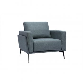Sillón moderno de tela verde grisáceo y metal negro Mosco
