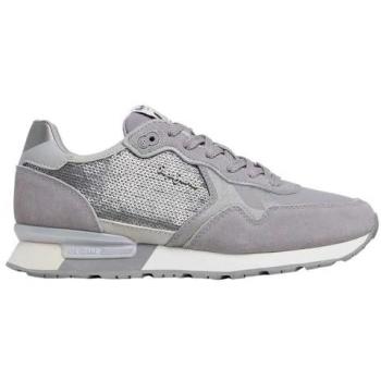 Pepe Jeans Women's Brit Sequins Grey Sneakers, Casual Lace-Up, Size 40