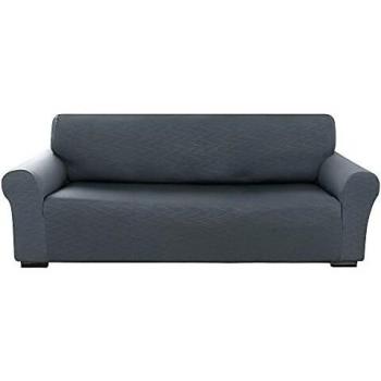 Amazon Brand - Umi Fundas para Sofa 4 Piezas Funda Sofa Diseño de Patrón de Onda Sin Deslizante Ajustado contra Manchas Moderna Elasticas Gris