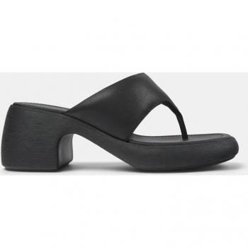 Sandalias de tacón de mujer de piel con ajuste en dedo - Camper Shoes Modelo K201595-003 Color Negro