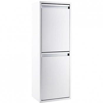 WellHome Top Cubo Two Armario Sistema de organización de Basura y Reciclaje de Acero de 2 Cubos Multiusos, Blanco, 90,5 x 30,5 x 24,5 cm