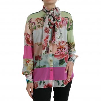 Dolce & Gabbana Elegant Multicolor Silk Blend Long Sleeve Top - IT40|S