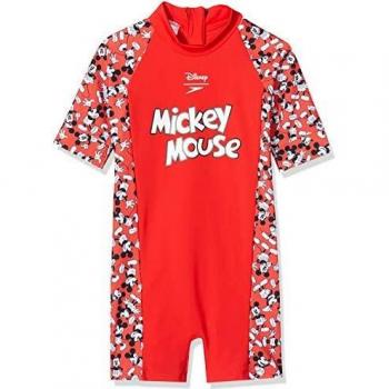 Speedo mono corto de manga UV Disney Mickey Mouse all-in-one traje de neopreno corto niño rojo (5)