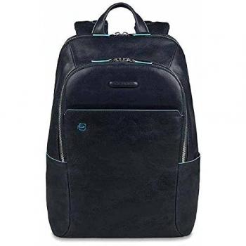Piquadro Blue Computer and iPad Backpack, unisex, blue, ONE SIZE, leather, 39 cm laptop compartment