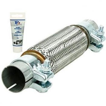 Tubo Flexible de Acero Inoxidable 45 x 200 mm con 2 Abrazaderas - Montaje Sin Soldadura