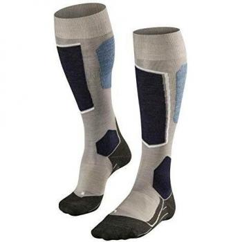 Falke SK6 Women's Knee-High Ski Socks - Grey Melange, Warm and Thin, Size UK 5.5-6.5