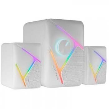 Altavoces Gaming Mars Gaming MS-H21, 2.1 con Subwoofer, Potencia de 35W, Iluminación Dinámica RGB, Sistema Drivers Invertidos 3D Surround, Alimentación USB y Conector Jack