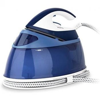 H.Koenig Centro de Planchado 2400 W, 90 g/m, 6 Bares, Suela de Cerámica, Depósito de Agua extraíble de 2 L, Autonomía Ilimitada, Control Manual de la Temperatura, Morado V34, Plástico, Azul/Blanco
