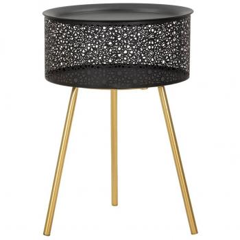 Mesa auxiliar de metal negro y dorado ø 35x50 cm