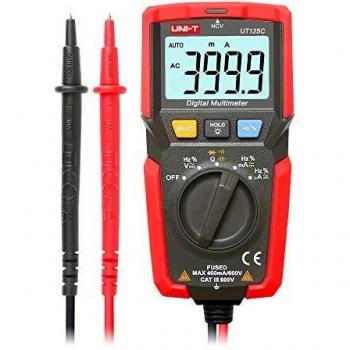 UNI-T UT125C Pocket Digital Multimeter with Non-Contact Voltage Tester, 600V AC/DC, Voltmeter, Ammeter, Capacitor Tester