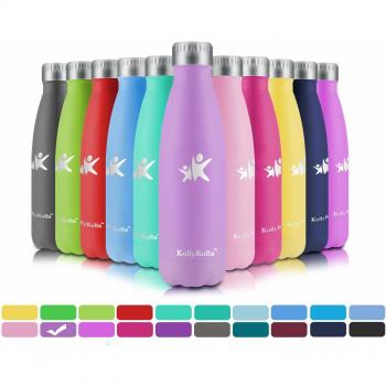KollyKolla Botella de Agua Acero Inoxidable, Termo Sin BPA Ecológica, Botellas Termica Reutilizable Frascos Térmicos para Niños & Adultos, Deporte, Oficina, Yoga, Ciclismo,