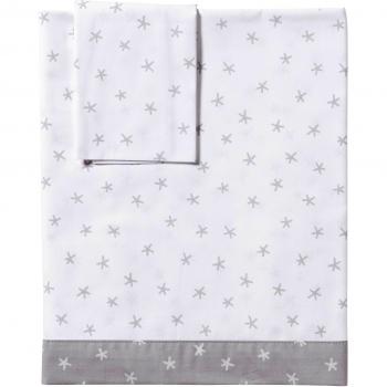 Praia Stella - Juego de sábanas tríptico para cuna de 60 x 120 cm, color blanco y gris