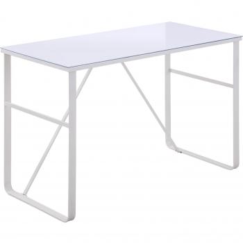 HOMCOM Escritorio de Ordenador 120x60x74.5 cm con Tablero de Vidrio Templado y Patas de Metal, Capacidad Carga 80 kg, Diseño Moderno para Oficina Estudio Dorm