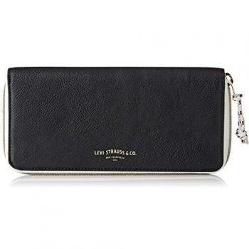 Levi's Wave Long Zip Wallet - Men's Black Leather Wallet, 1x20x10.5 cm (W x H L)