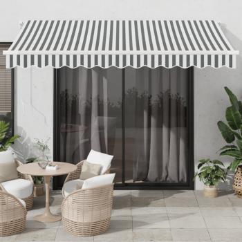 Toldo retráctil automático con luz LED antracita y blanco 350x250 cm