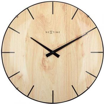 Reloj de pared Edge Wood Dome 35 cm diseño moderno con vidrio en cúpula