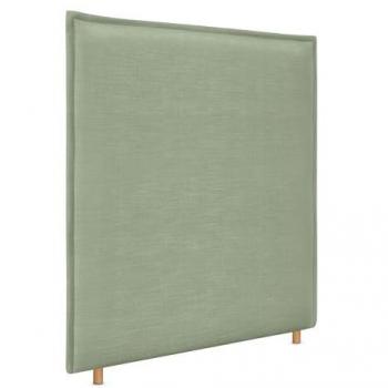 Cabecero Tapizado de Lino Natural Verde con Ribete Hasta el Suelo y 8cm de Grosor para Cama Dormitorio Moderno (95cm)