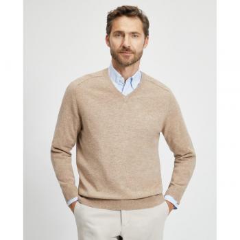 Emidio Tucci - Jersey de hombre cuello pico liso lana cashmere