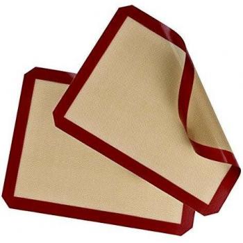 Belmalia 2x Plancha Silicona para Bandejas de Horno, Papel de Horno, Fibra de Vidrio 40x30cm Rojo Marrón