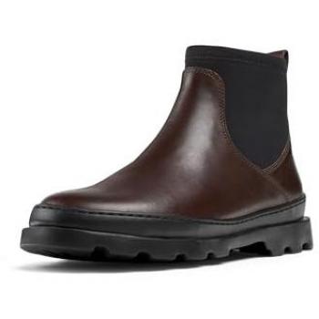 Botines de mujer Camper Brutus - Piel lisa, color marrón y negro, talla 38