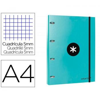 Carpeta con recambio Liderpapel Antartik A4 cuadro 5mm forrada 4 anillas 25mm verde menta
