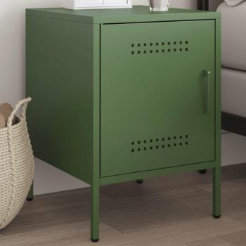 Mesita de noche de acero verde oliva 36x39x50,5 cm Vidaxl Verde