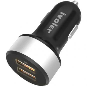 iVoler 24W / 4.8A Cargador de Coche USB Dual-Port, Adaptador Automóvil con Tecnología Qsmart para para Samsung, Huawei, Xiaomi y Otros Móviles, Tableta, Cargador Portatil, etc. -