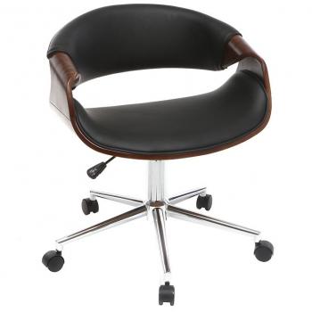 Silla de escritorio moderna polipiel negro y nogal ARAMIS