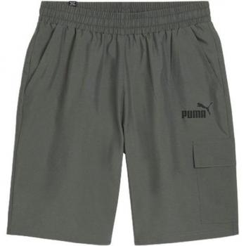 Pantalón corto cargo Puma Essentials Woven gris para hombre, 9 pulgadas, diseño funcional, material ligero y transpirable