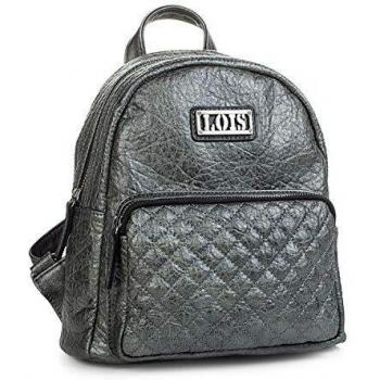 Lois - Mochila Pequeña de Mujer de Diseño Casual. Cuero PU Acolchado Rombo. Ideal para Diario Paseo o Viaje. Resistente Fuerte Práctica y de Calidad. Estilo Elegante. 94899, Color Gris Metalizado