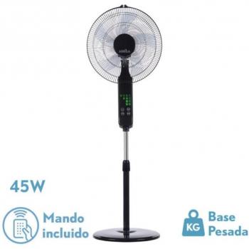 Ventilador de Pie Oscilante Táctil Rodium Negro 45W Potente y Silencioso con Mando