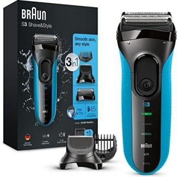 Afeitadora Eléctrica 3 en 1 Braun Series 3 Shave & Style 3010BT con Trimmer de Barba y 5 Peines, Uso Seco y Húmedo, Regalo para Hombre,